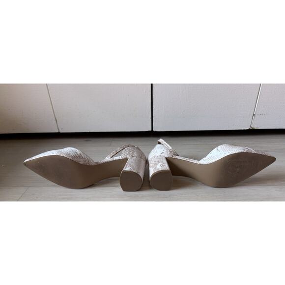 Lexi & Abbie Mindy Snakeskin Ankle Strap Chunky Heel Pointed Toe Pumps Size 8.5 - Picture 3 of 4